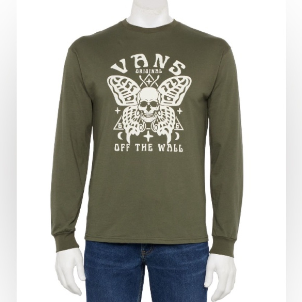Men's Vans® Long Sleeve Graphic Tee, Size: XL, Med Green